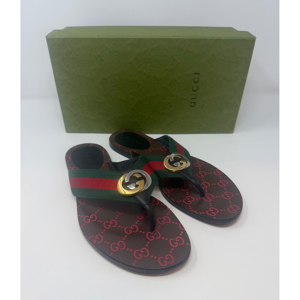 Gucci Kika GG Web Thong Sandal Size 9.5 US 39.5 EU